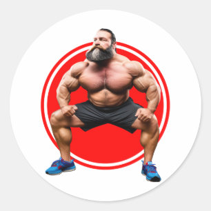 Sticker Rond Barbu Musclé