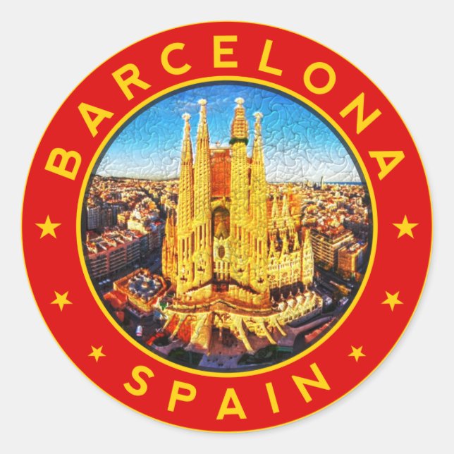 Sticker Rond Barcelone Espagne (Devant)
