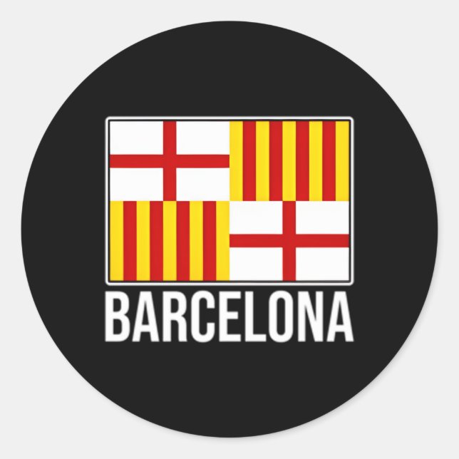 Sticker Rond Barcelone Espagne Ville Drapeau Catalogne (Devant)