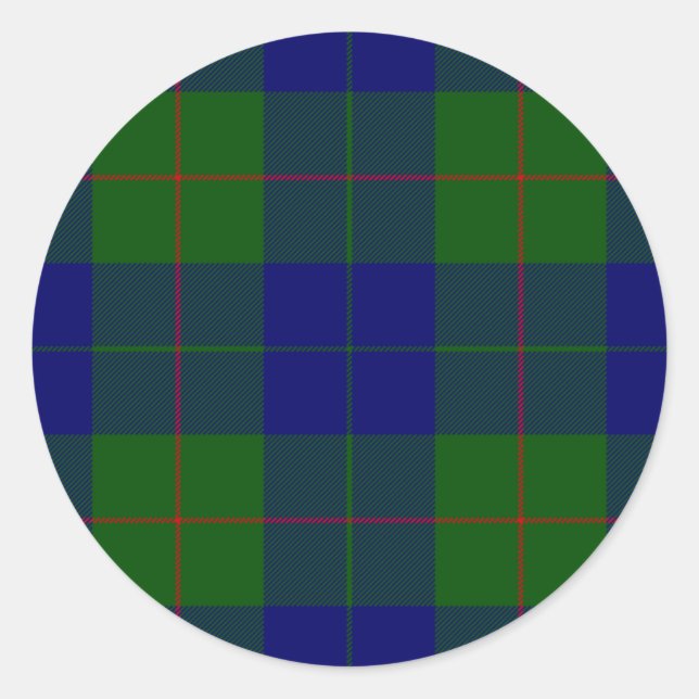 Sticker Rond Barclay tartan bleu vert plaid (Devant)