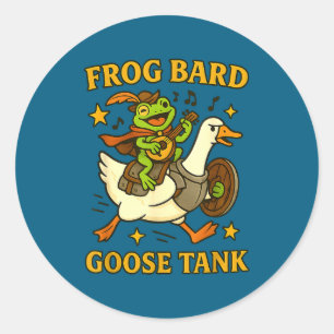 Sticker Rond Barde Grenouille Tank d'Oie Drôle Duo de Fête DnD