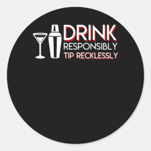 Sticker Rond Barman Boire De Façon Responsable Conseils Imprude
