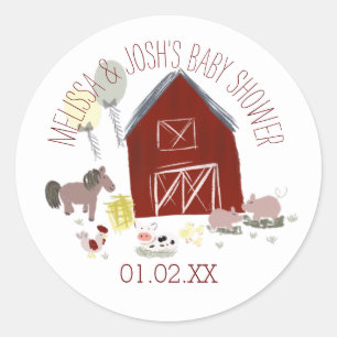 Sticker Rond Barne Animaux Balloon Tassels Baby shower Favorise