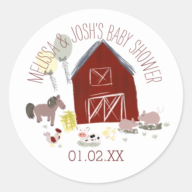 Sticker Rond Barne Animaux Balloon Tassels Baby shower Favorise (Devant)