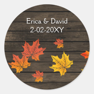 Sticker Rond Barnwood Rustic Mariage de automne favoriser les a