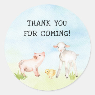 Sticker Rond Barnyard animal thème Merci pour l'idée de faveur