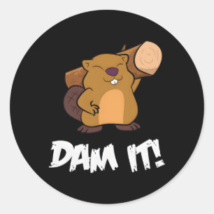 Sticker Rond Barrage Beaver It Rodent Barrage Beaver