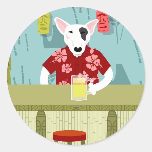 Sticker Rond Barre anglaise Bull Terrier Tiki (Devant)