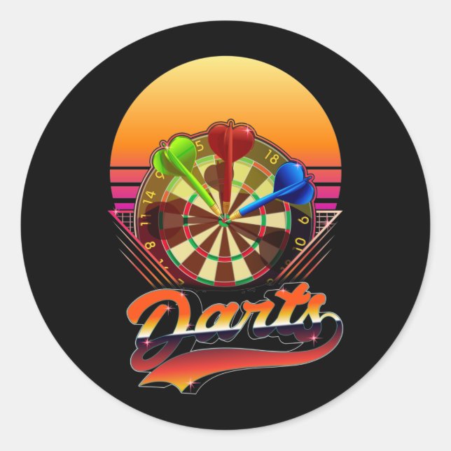 Sticker Rond Barre de Vaporwave Jetant Dartboard Bullseye Darts (Devant)