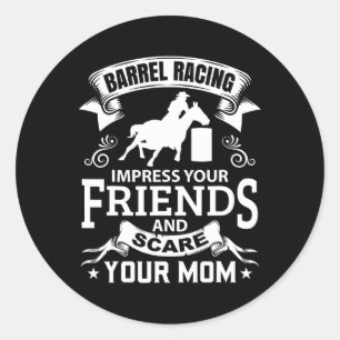Sticker Rond Barrel Racing Horse Équitation Cheval Racer Rider