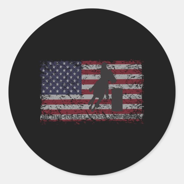 Sticker Rond Barrel Racing Horse Racing Et Rodéo (Devant)