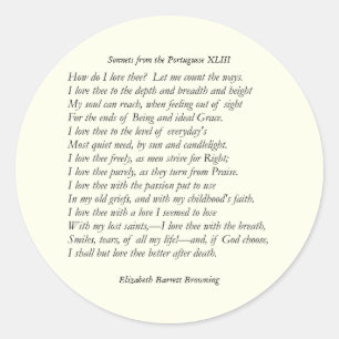 Sticker Rond Barrett Browning - Sonnets du Portugais 43
