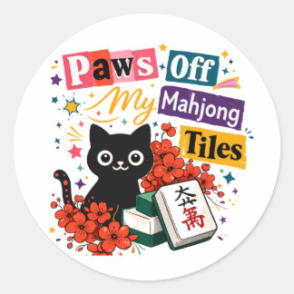Sticker Rond Bas les pattes de mes tuiles de Mahjong Chat Noir