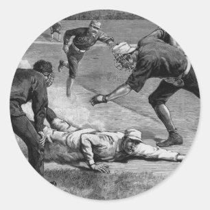 Sticker Rond Base-ball vintage par Thure De Thulstrup, 1885