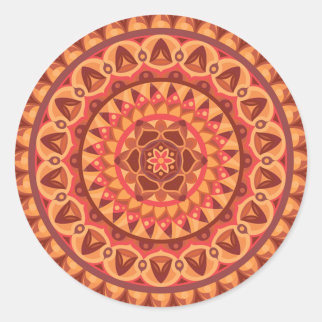 Sticker Rond Base Brown Mandala (Devant)