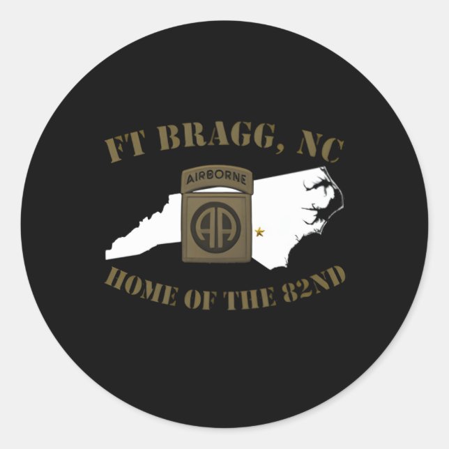 Sticker Rond Base militaire de Fort Bragg-Fayettevillenc (Devant)