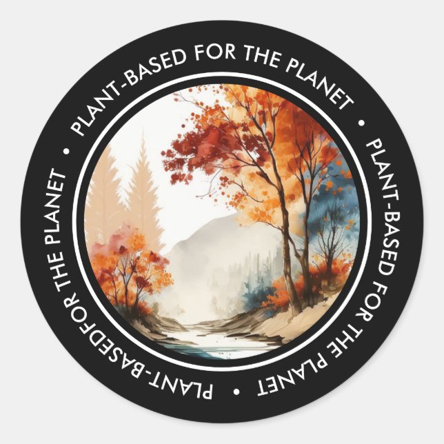 Sticker Rond Basé Sur Le plante Pour La Planète Aquarelle Natur (Devant)