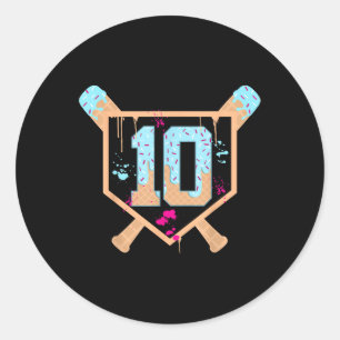 Sticker Rond Baseball 10 Ans Crème Glace Drip 10e Anniversaire