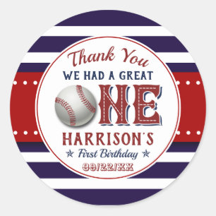 Sticker Rond Baseball 1er anniversaire Favoriser