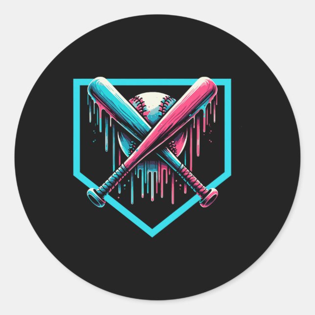 Sticker Rond Baseball Accueil Plate Driys Baseball Bat (Devant)