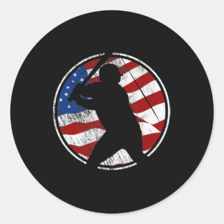 Sticker Rond Baseball American Flag - Vintage Baseball