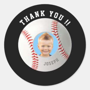 Sticker Rond Baseball Anniversaire Custom Photo Merci