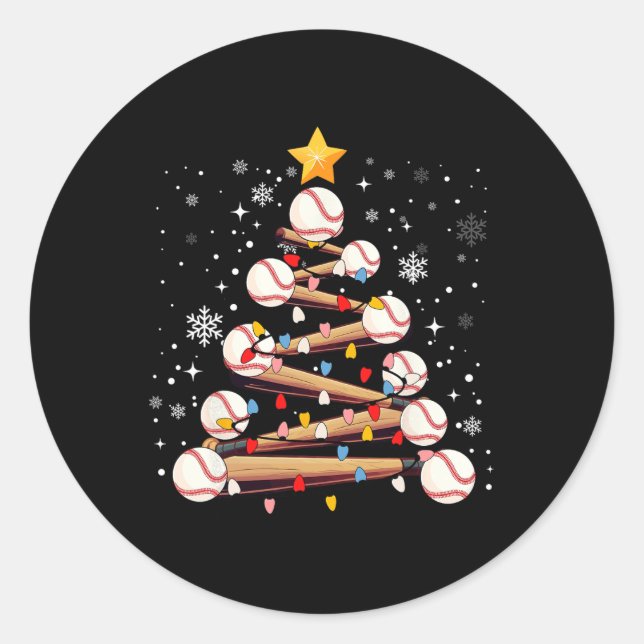 Sticker Rond Baseball Arbre de Noël Lumière Noël Garçons de bas (Devant)