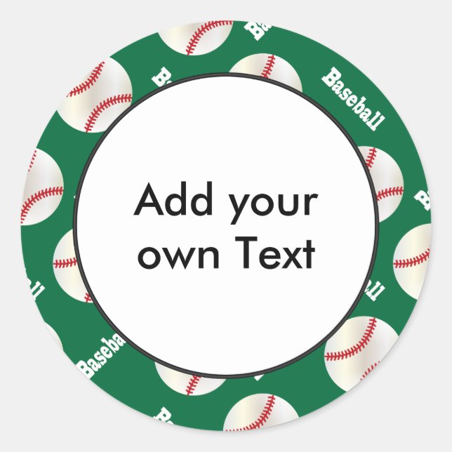 Sticker Rond Baseball avec Arrière - plan vert foncé | Personna (Devant)