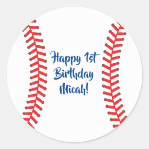 Sticker Rond Baseball Cute Sports 1ère fête d'anniversaire