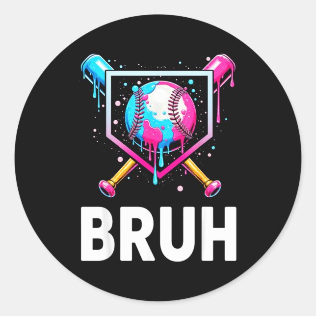 Sticker Rond Baseball Drip Funny Bruh Ice Cream Dripng Matching (Devant)