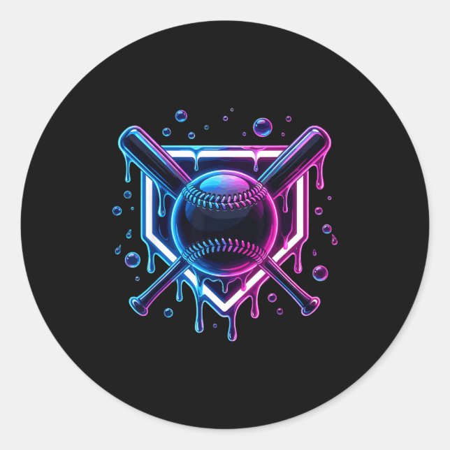Sticker Rond Baseball Drip Ice Cream Bat Kids  (Devant)