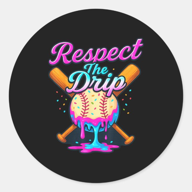 Sticker Rond Baseball Drip Team For Boys Ice Cream Cool  (Devant)