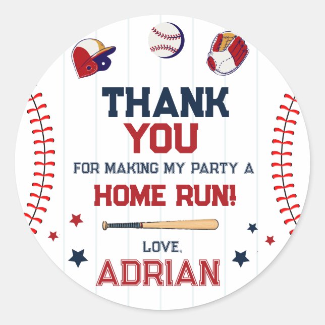 Sticker Rond Baseball Favoriser Merci Anniversaire (Devant)