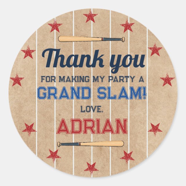 Sticker Rond Baseball Favoriser Merci Anniversaire (Devant)