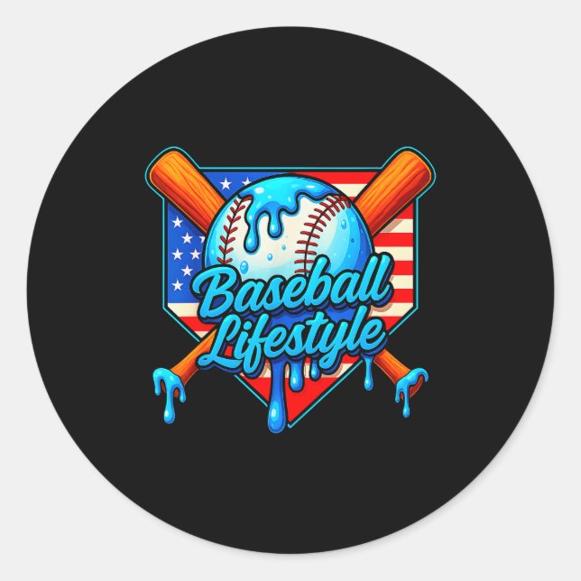 Sticker Rond Baseball Lifestyle 101 Apparel Youth Baseball Drip (Devant)