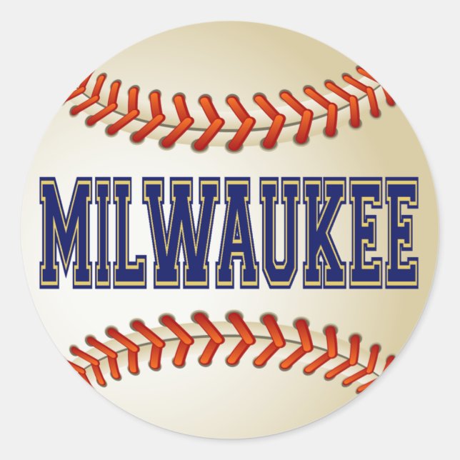 STICKER ROND BASEBALL MILWAUKEE (Devant)
