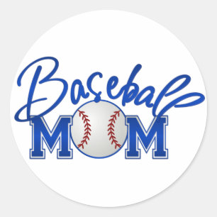 Sticker Rond Baseball MOM bleu