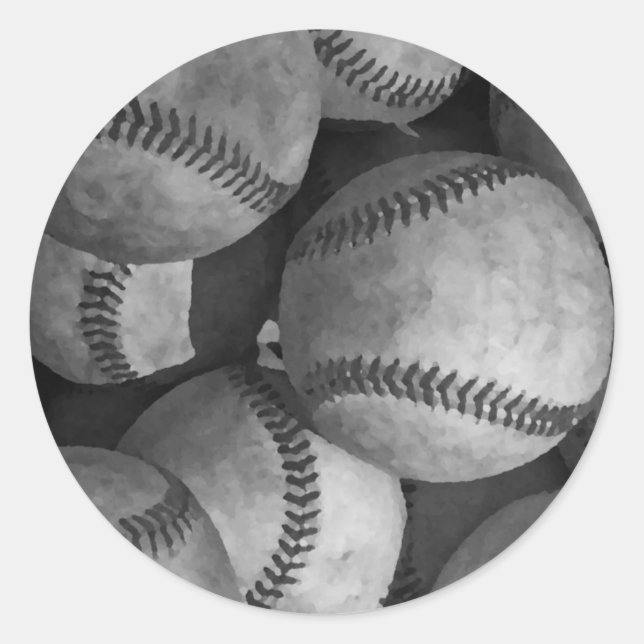 Sticker Rond Baseball noir et blanc (Devant)