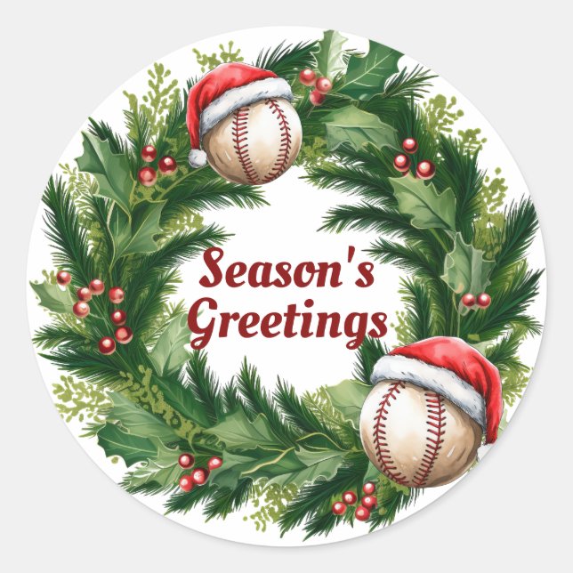 Sticker Rond Baseball personnalisable Santa Cap (Devant)