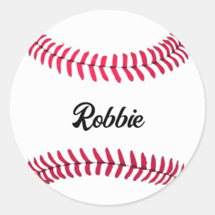 Sticker Rond Baseball personnalisé rouge blanc