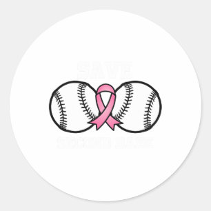 Sticker Rond Baseball Pink Ribbon Lutter contre le cancer du se