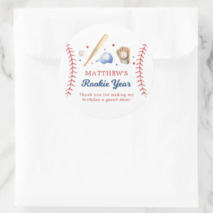 Sticker Rond Baseball Rookie Année Anniversaire Merci