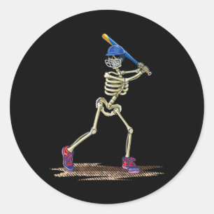 Sticker Rond Baseball Skeleton Halloween Hommes garçons Basebal