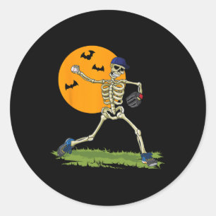 Sticker Rond Baseball Skeleton Halloween Hommes garçons Basebal