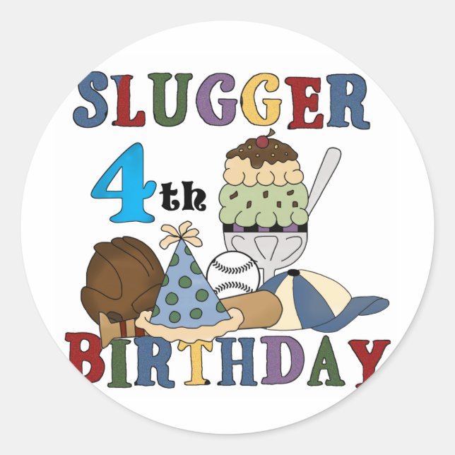Sticker Rond Baseball Slugger 4e anniversaire (Devant)