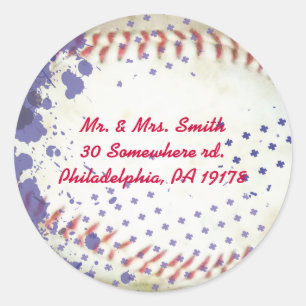 Sticker Rond Baseball Splatter Bar Bat mitzvah Répondre autocol