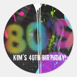 Sticker Rond Bash Retro Rainbow Splash fête d'anniversaire des