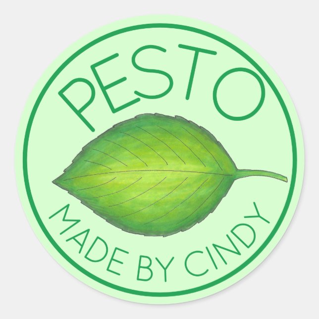 Sticker Rond Basil Leaf nourriture maison Pesto de la cuisine d (Devant)