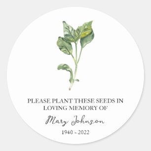 Sticker Rond Basil Memorial Funeral Seed Packet