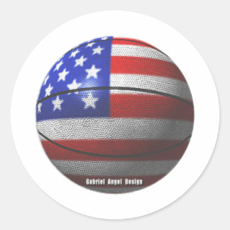Sticker Rond Basket américain